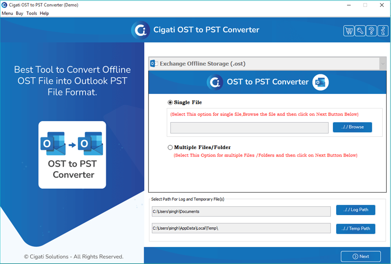 OST to PST Converter screenshot